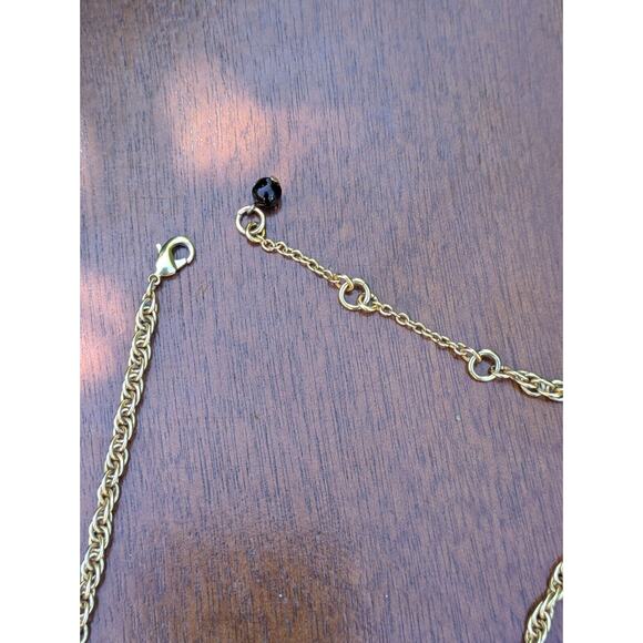 VTG Art Deco Coloured Black Red Beads Gold Tone Clover Statement Necklace Rare - Picture 9 of 12